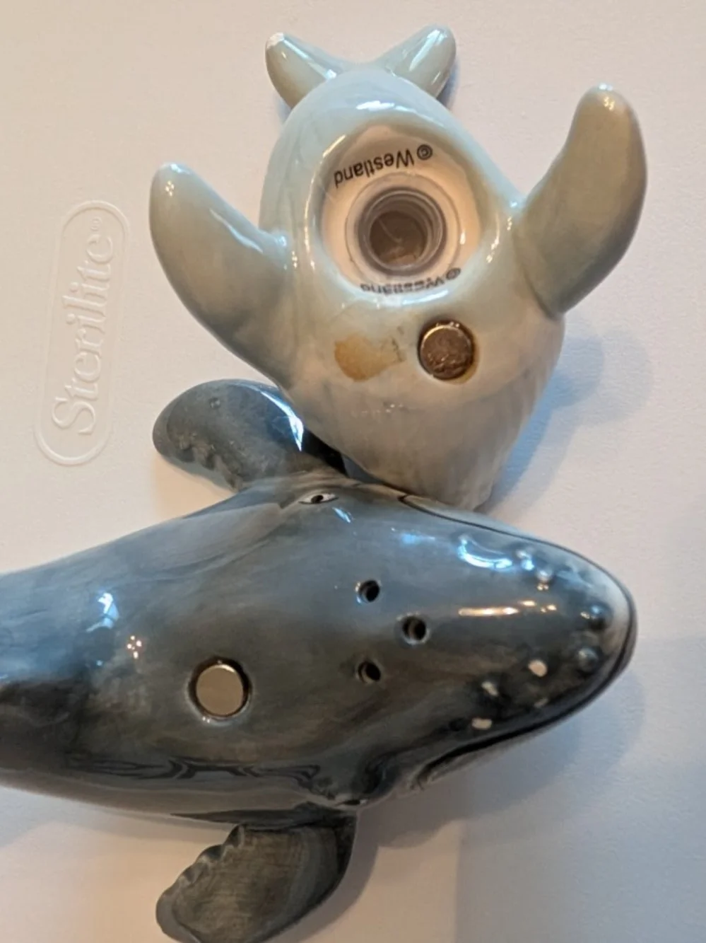 Ceramic Magnetic Whale & Dolphin Salt and Pepper Shaker Set